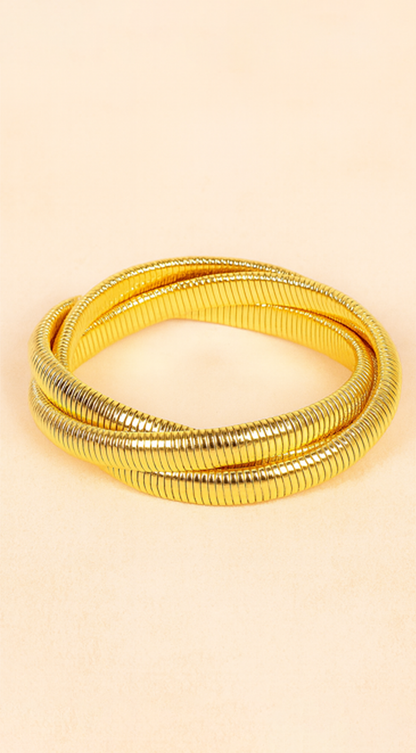 Amy Triple Spring 14K Gold Dipped Bracelet - Gold