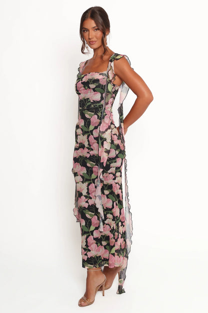 Chiara Maxi Dress - Black Floral