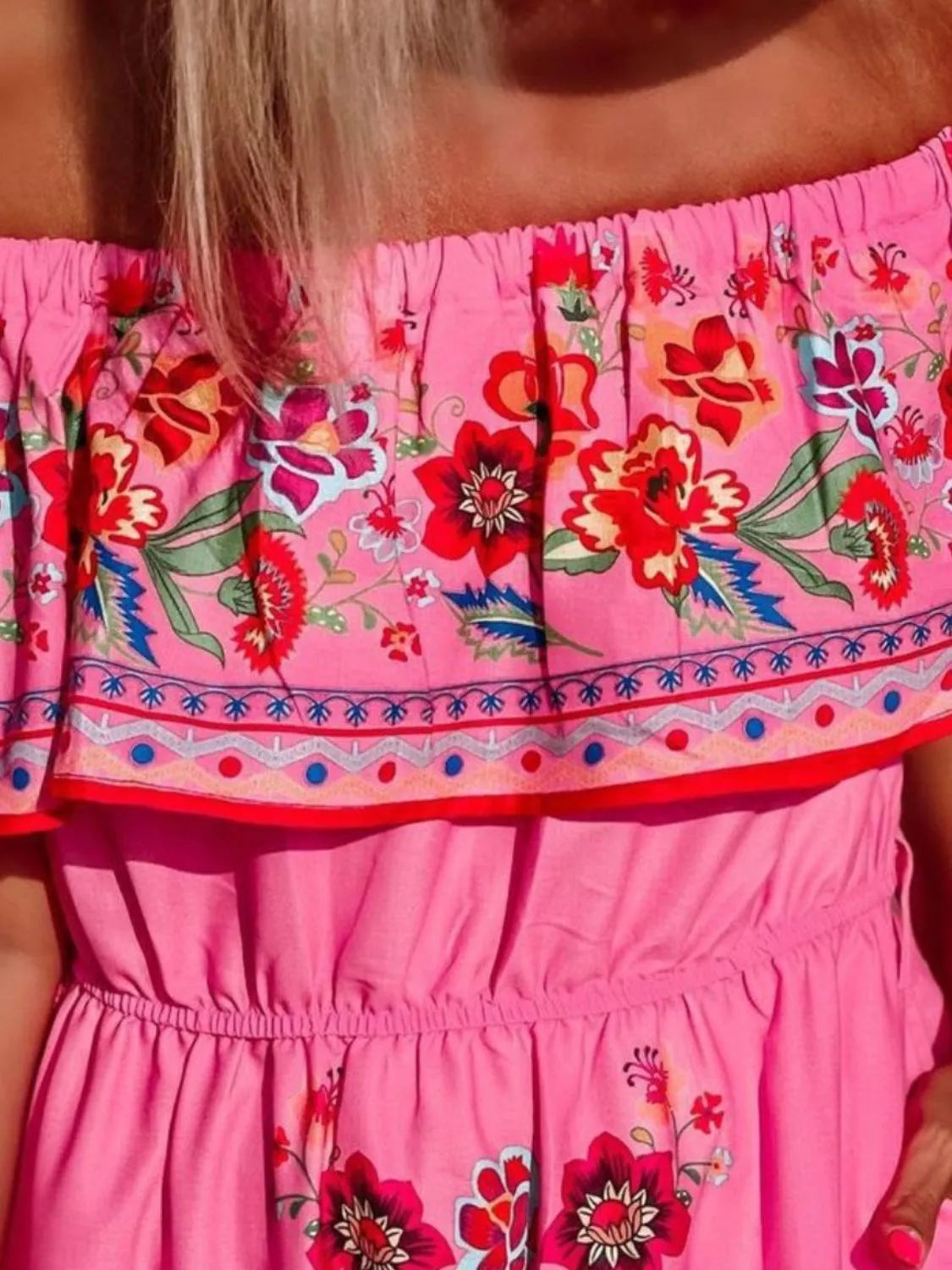 Floral Off Shoulder Ruffle Maxi Dress