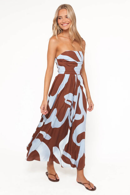 Nesta Maxi Dress - Brown/Blue