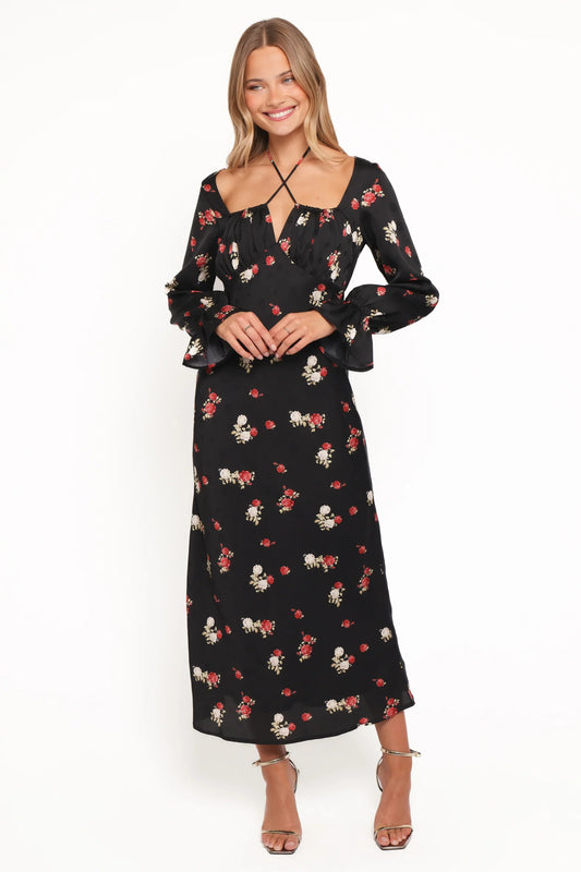 Pauline Long Sleeve Maxi Dress - Black Floral