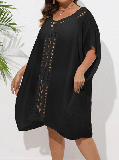 Crochet Trim V-Neck Beach Cover Up Dress
