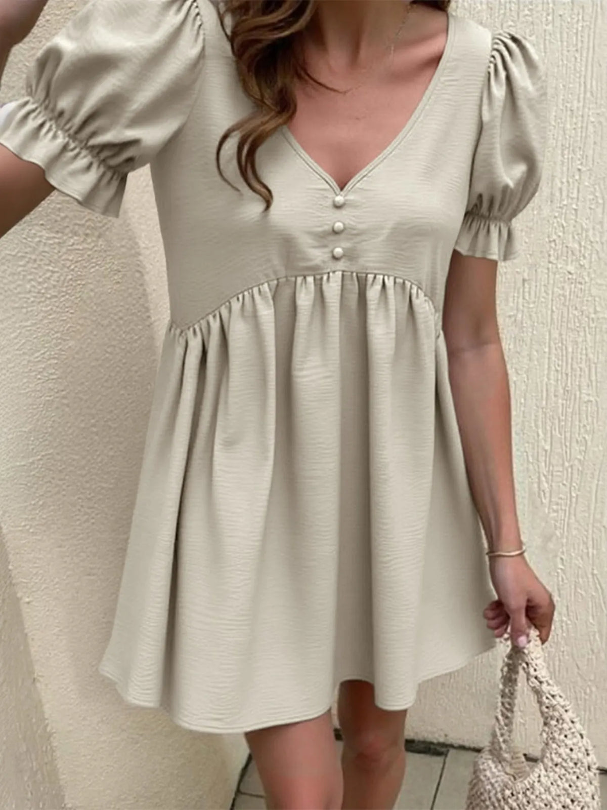 Puff Sleeve Babydoll Mini Dress