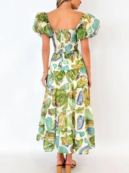 Off-Shoulder Floral Tiered Dress with Ruffle Details