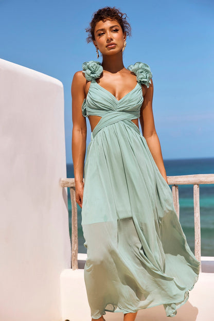 Carmen Gown Maxi Dress - Sage