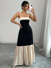Two-Tone Spaghetti Strap Maxi Dress