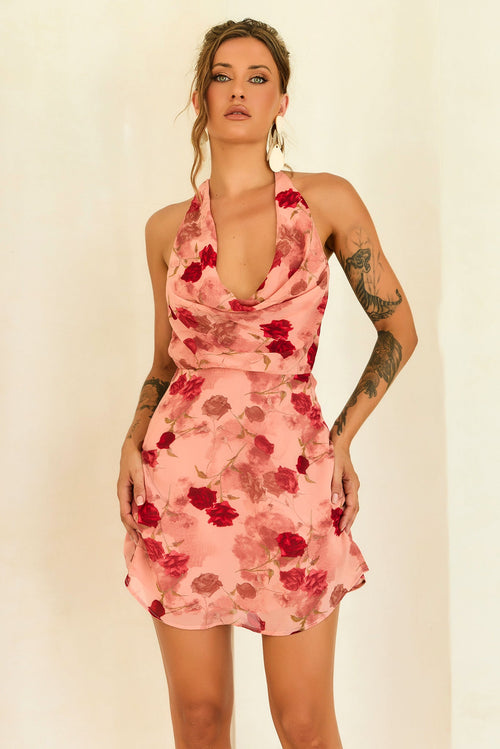 Crimson Lover Chiffon Mini Dress - Peach
