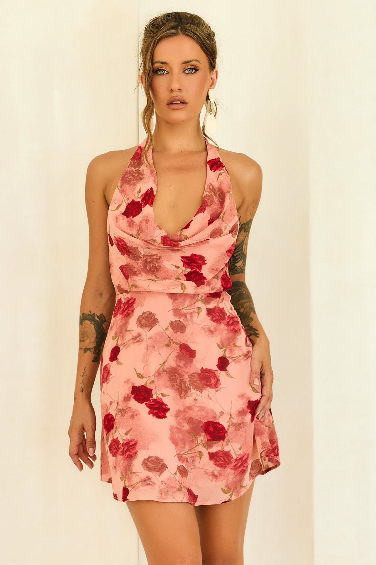 Crimson Lover Chiffon Mini Dress - Peach