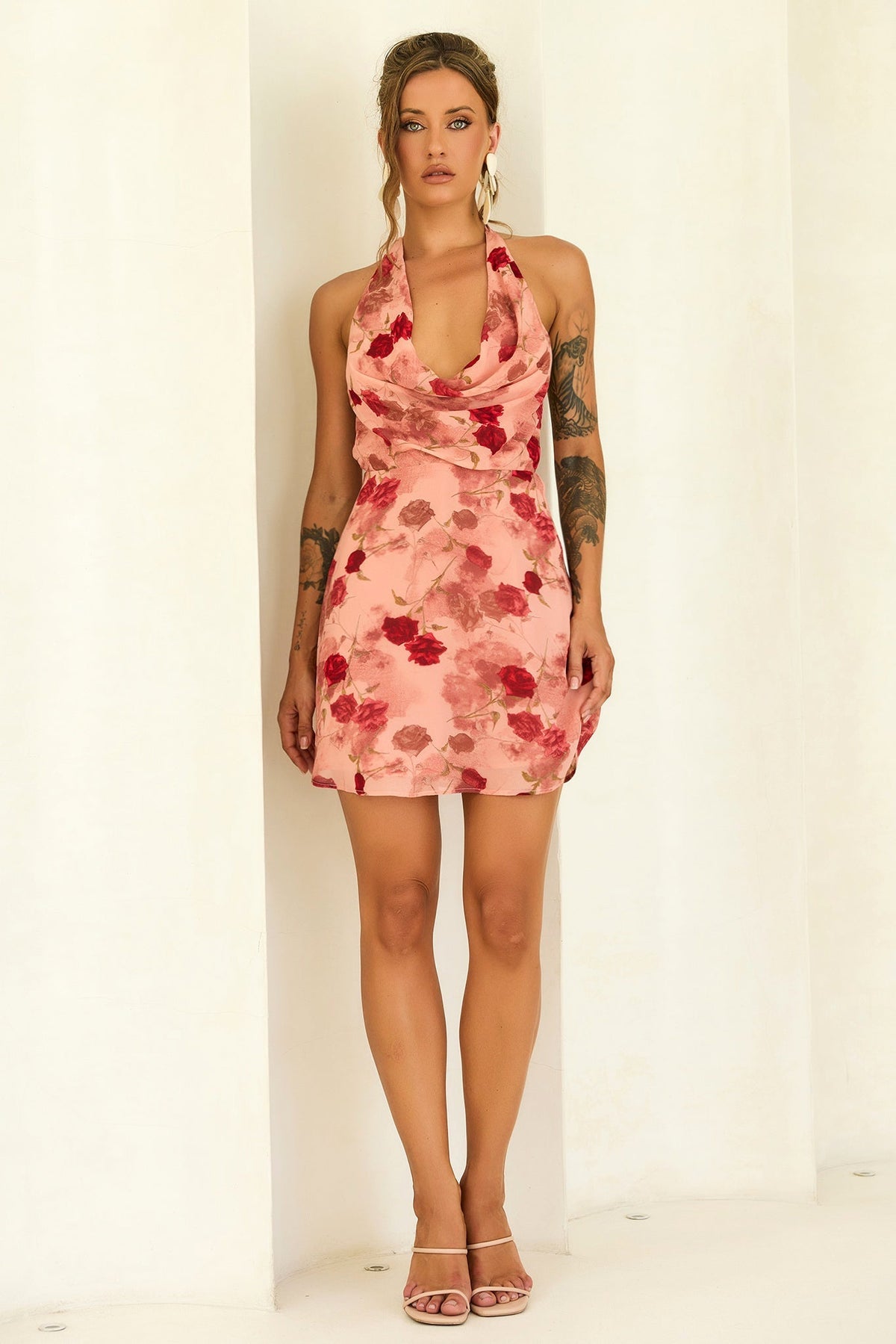 Crimson Lover Chiffon Mini Dress - Peach