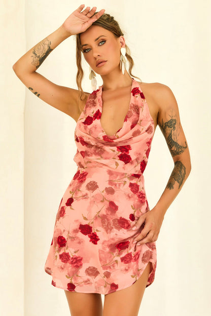 Crimson Lover Chiffon Mini Dress - Peach