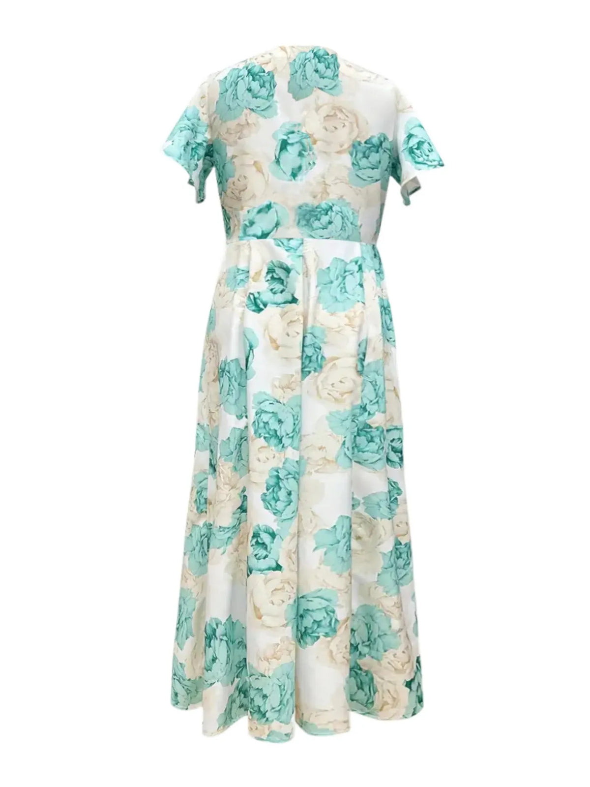 Plus Size Floral Print V-Neck Maxi Dress with Flutter Sleeves