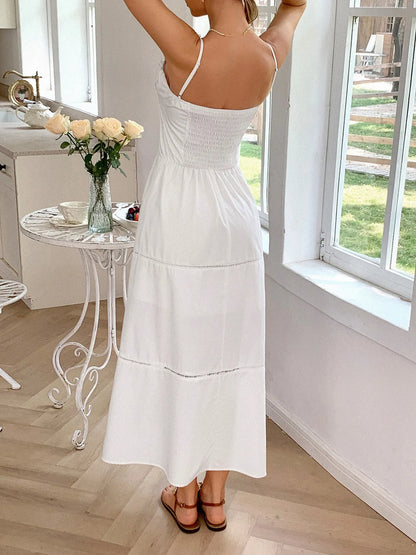 Smocked Back Tie Front Cami Dress
