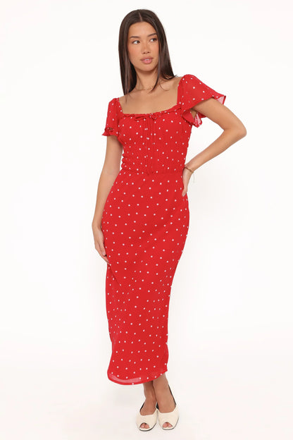 Sherrie Maxi Dress - Red Polka Dot