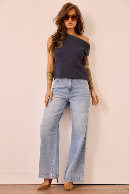 Dance In The Sun Knit Top - Navy