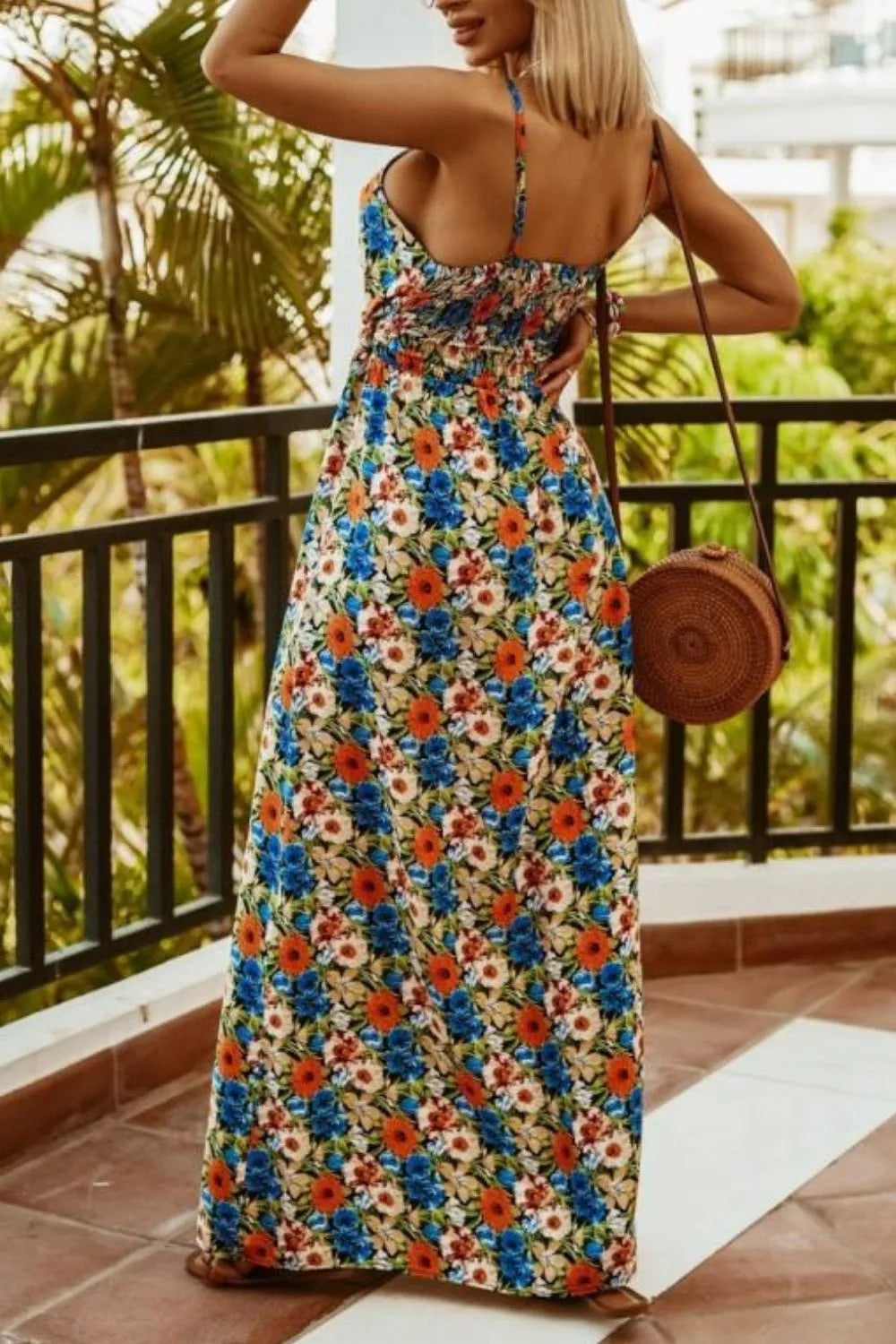 Printed Spaghetti Strap Maxi Dress