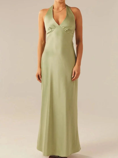 Halter Neck Wrap Maxi Dress with Tie Detail