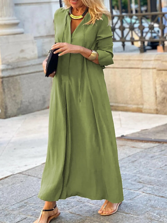 Full Size Solid Color Maxi Shirt Dress Plus Size