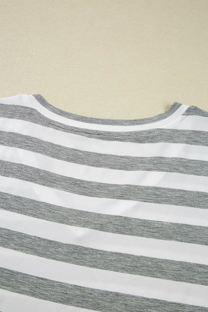 Casual Striped V-Neck Midi T-Shirt Dress