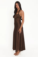 Nakita Halterneck Maxi Dress - Brown