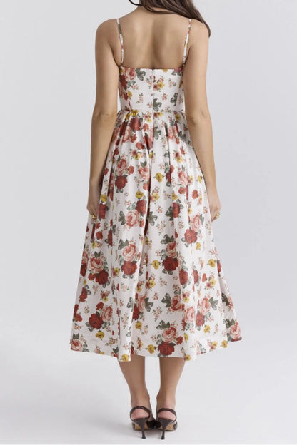 Floral Print Spaghetti Strap Midi Dress
