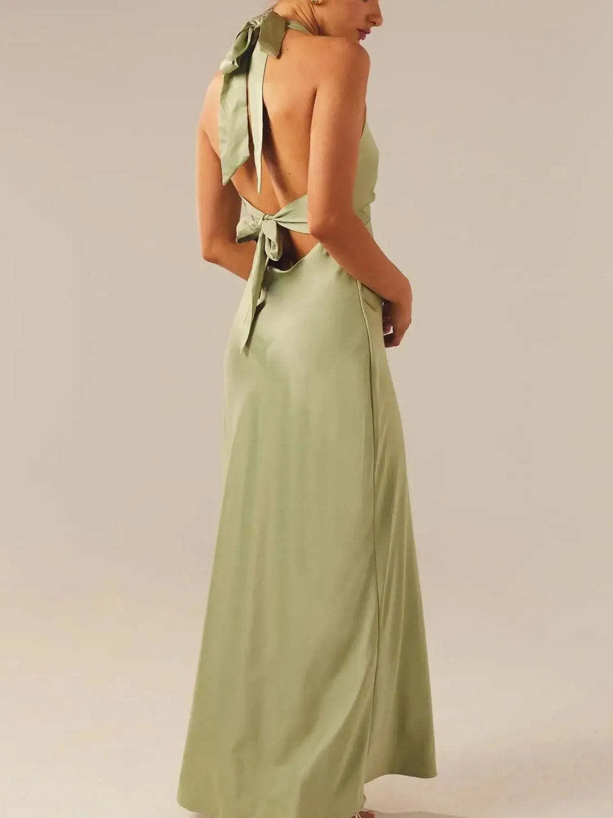 Halter Neck Wrap Maxi Dress with Tie Detail