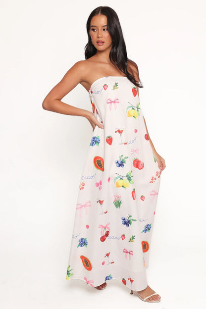 Soph Strapless Maxi Dress - Ciao Bow Print