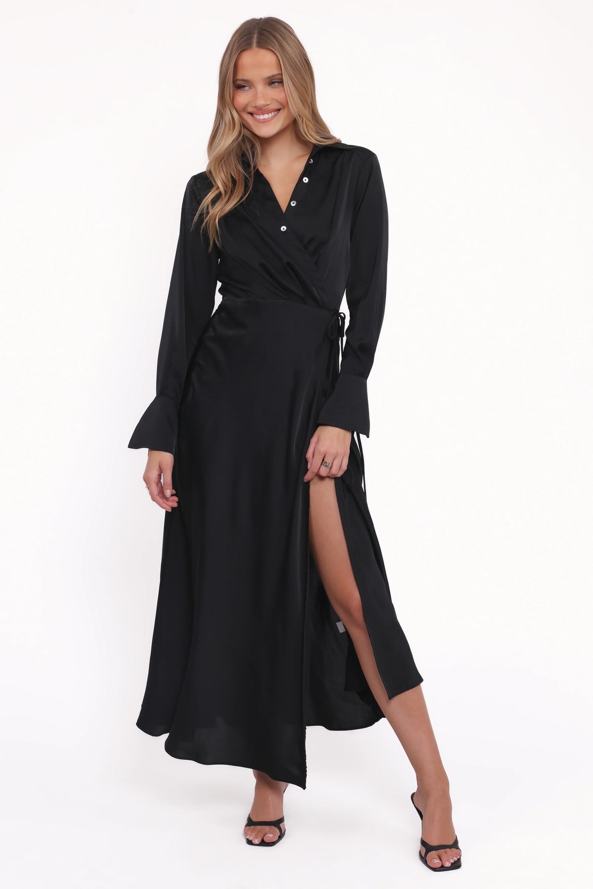 Verna Long Sleeve Maxi Dress - Black