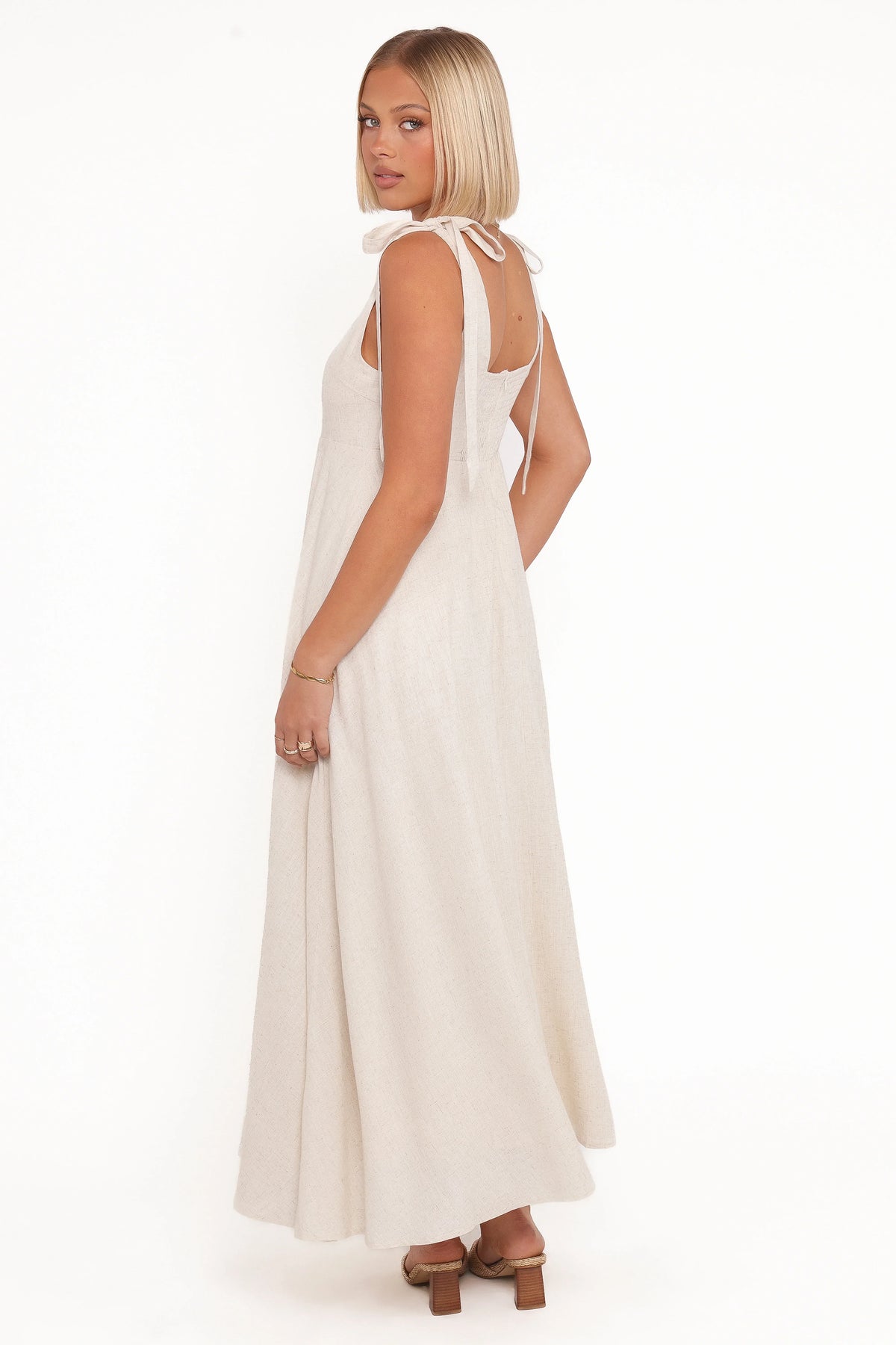 Valara Tie Shoulder Maxi Dress - Oatmeal