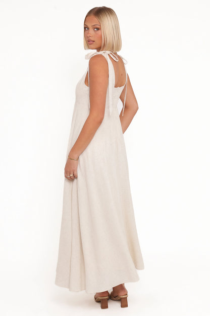 Valara Tie Shoulder Maxi Dress - Oatmeal