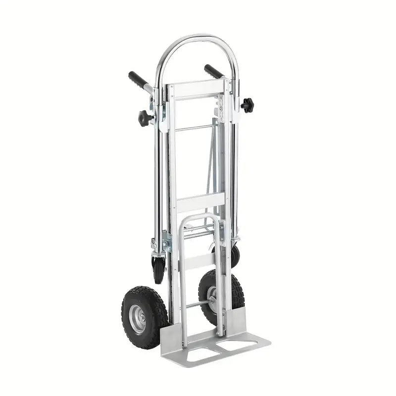 Aluminum Folding Trolley, 4 in 1 Design, 1000 lbs Load Capacity, Heavy Duty Industrial Foldable Trolley, Transporter with Rubber Wheels, Suitable for Transport and Moving in Warehouse, Supermarket, Garden