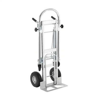 Aluminum Folding Trolley, 4 in 1 Design, 1000 lbs Load Capacity, Heavy Duty Industrial Foldable Trolley, Transporter with Rubber Wheels, Suitable for Transport and Moving in Warehouse, Supermarket, Garden
