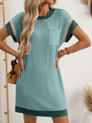 Round Neck Short Sleeve Mini Dress