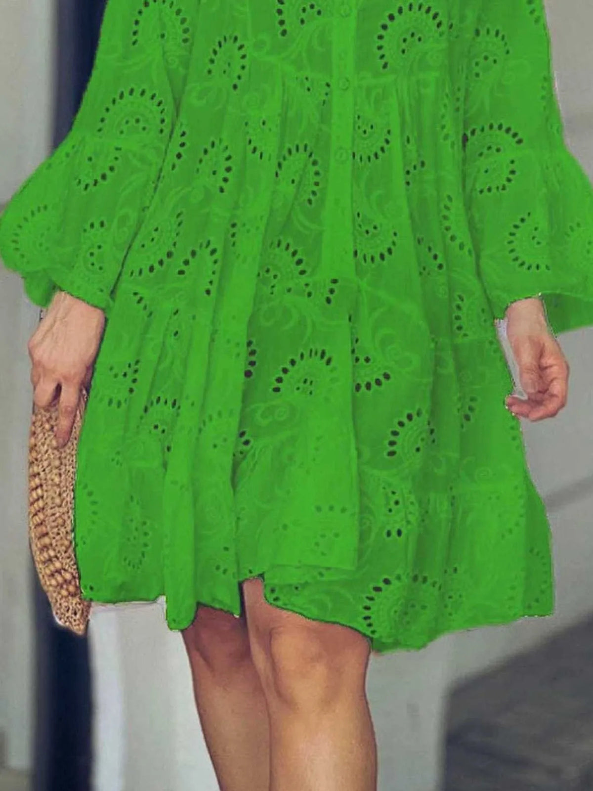Full Size Eyelet Ruffled Hem Tiered Dress Plus Size