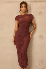 Elysian Mesh Midi Dress - Cocoa