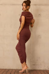 Elysian Mesh Midi Dress - Cocoa