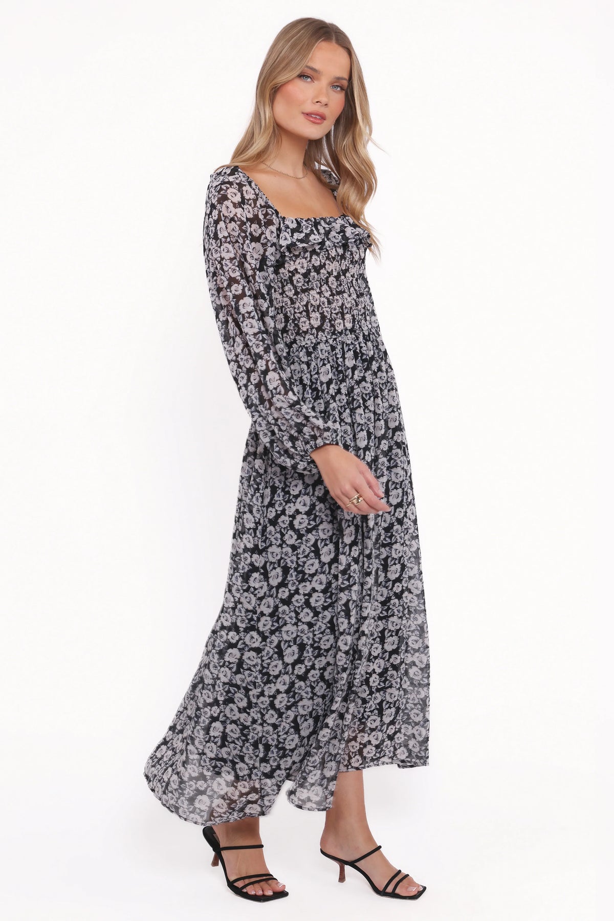 Faith Long Sleeve Maxi Dress - Black Floral