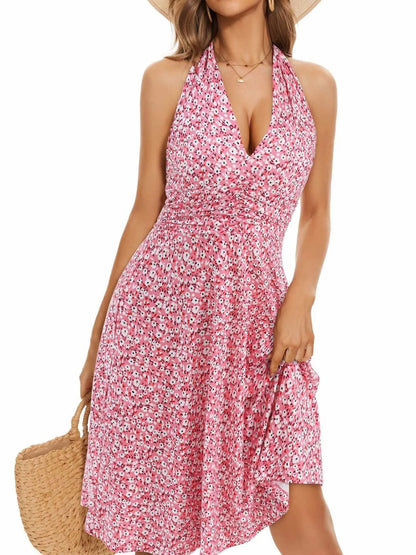Printed Halter Neck Dress