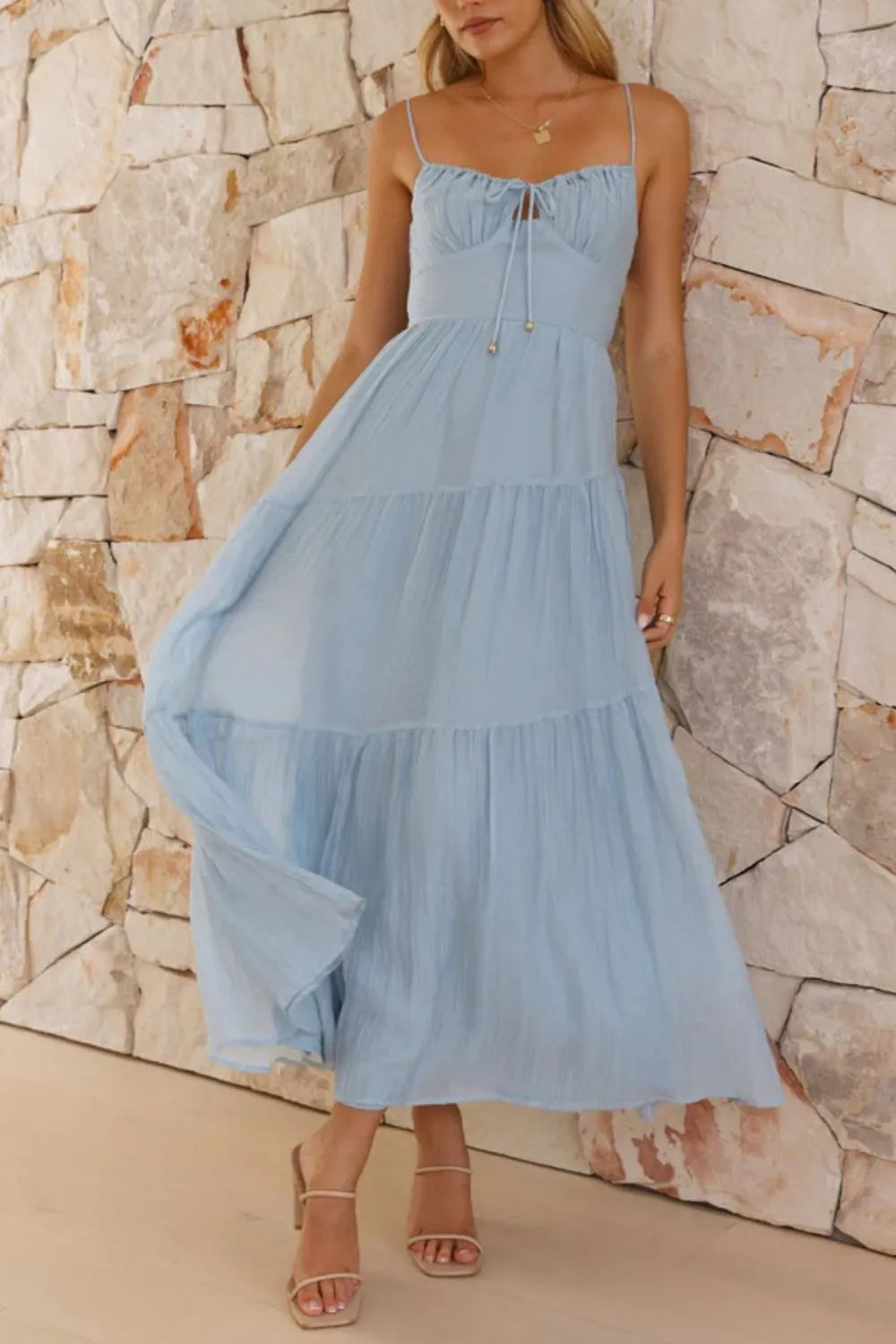 Smocked Back Midi Cami Dress