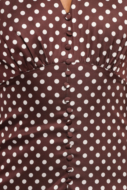 Dean Maxi Dress - Brown Polka Dot