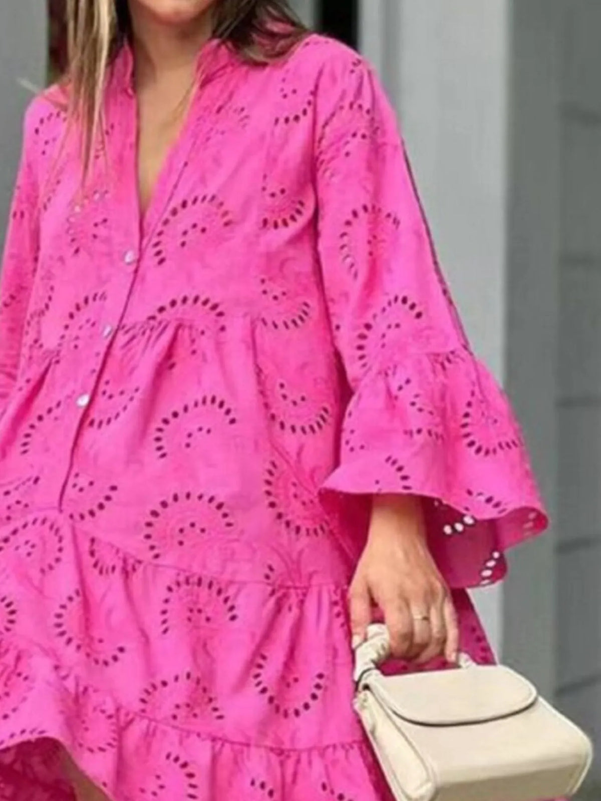 Full Size Eyelet Ruffled Hem Tiered Dress Plus Size