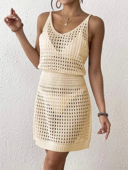 Crochet Sleeveless Knit Cover Up Dress