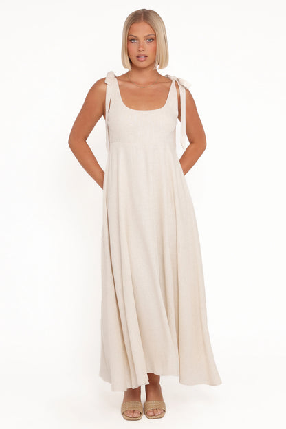 Valara Tie Shoulder Maxi Dress - Oatmeal