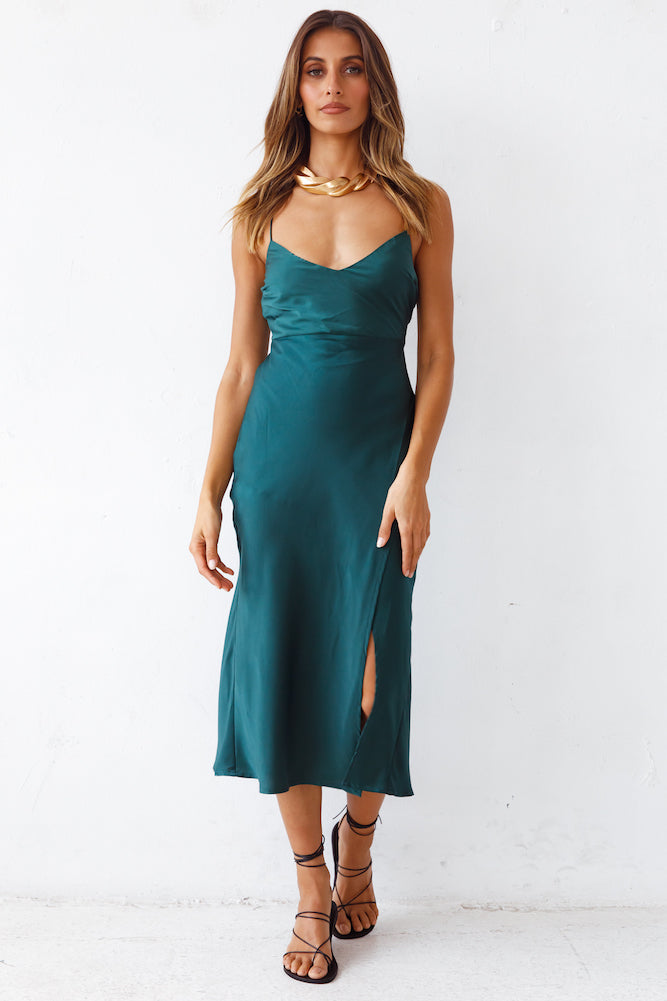 Autumn Valley Midi Dress Forest Green