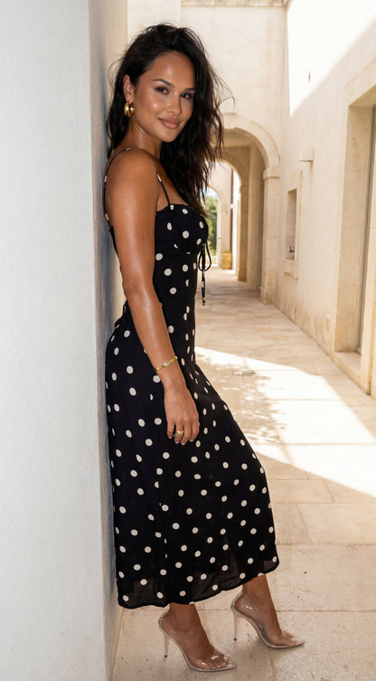 Romelia Polka Dot Maxi Dress - Black