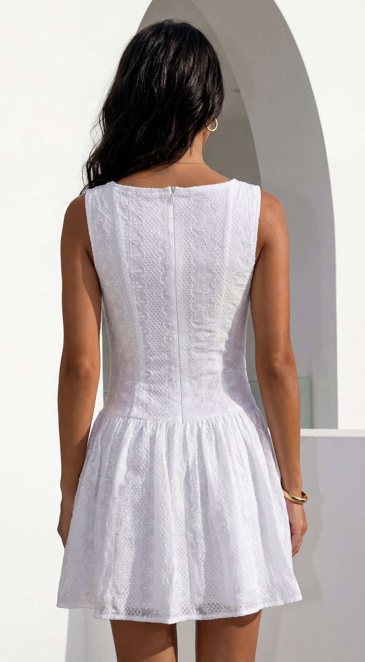 Helena Boat Neck Mini Dress - White