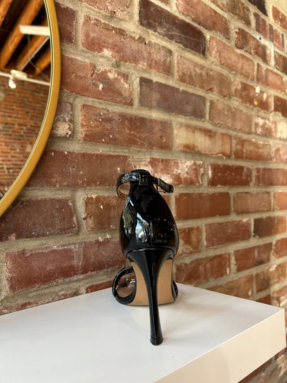 Jasmine Black Patent Open Toe Heel