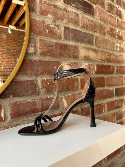 Jasmine Black Patent Open Toe Heel