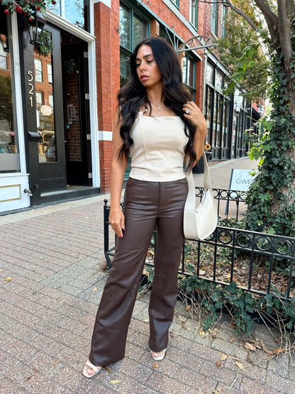 Lucca Taupe Chain Link Halter Top