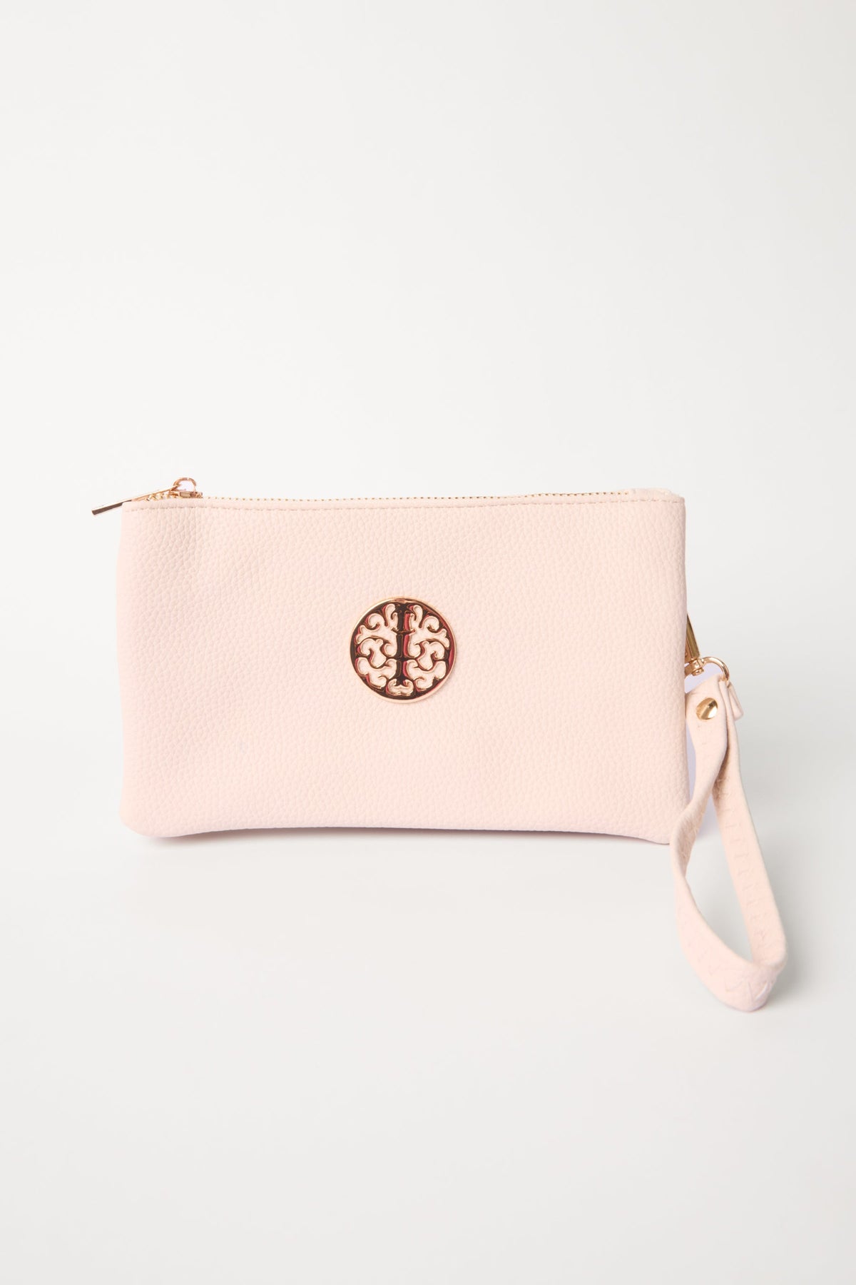 Detailed Zip Up Purse With Detachable Strap