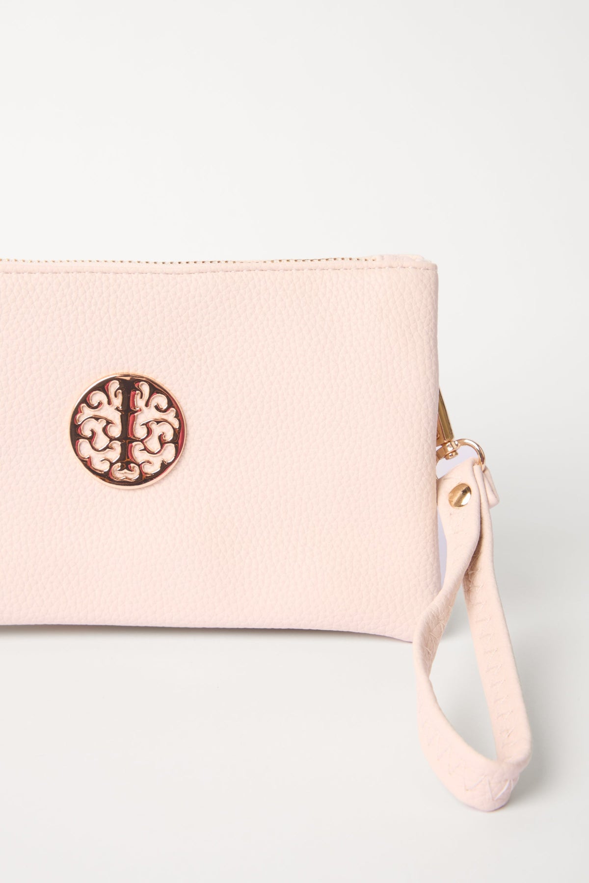 Detailed Zip Up Purse With Detachable Strap